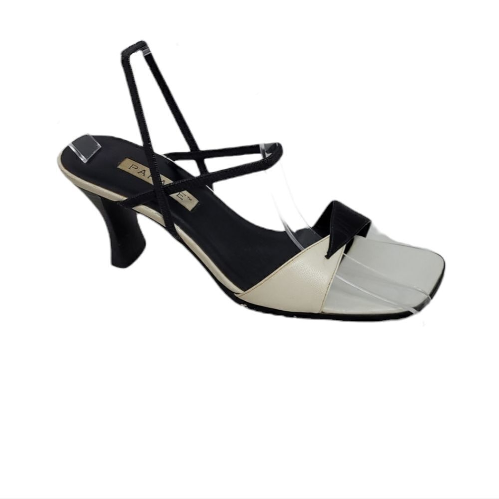 VINTAGE 90s‎ heels two tone leather sling back square toe sandal 8.5